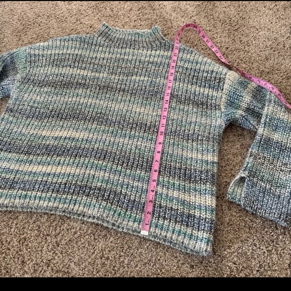 Loft Wool Blend Multicolor Cowl Neck Sleeve Slit Sweater size XL - Picture 11 of 12